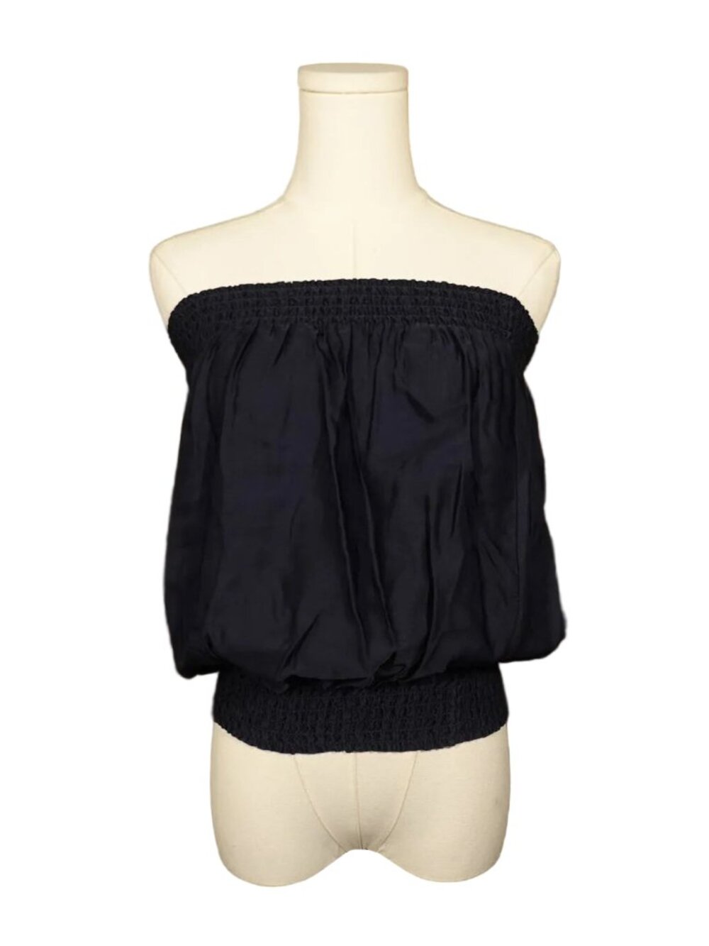 Navy Smocked Strapless Bubble Top